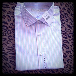 Banana Republic M 15-15.5 100%cotton shirt stripes
